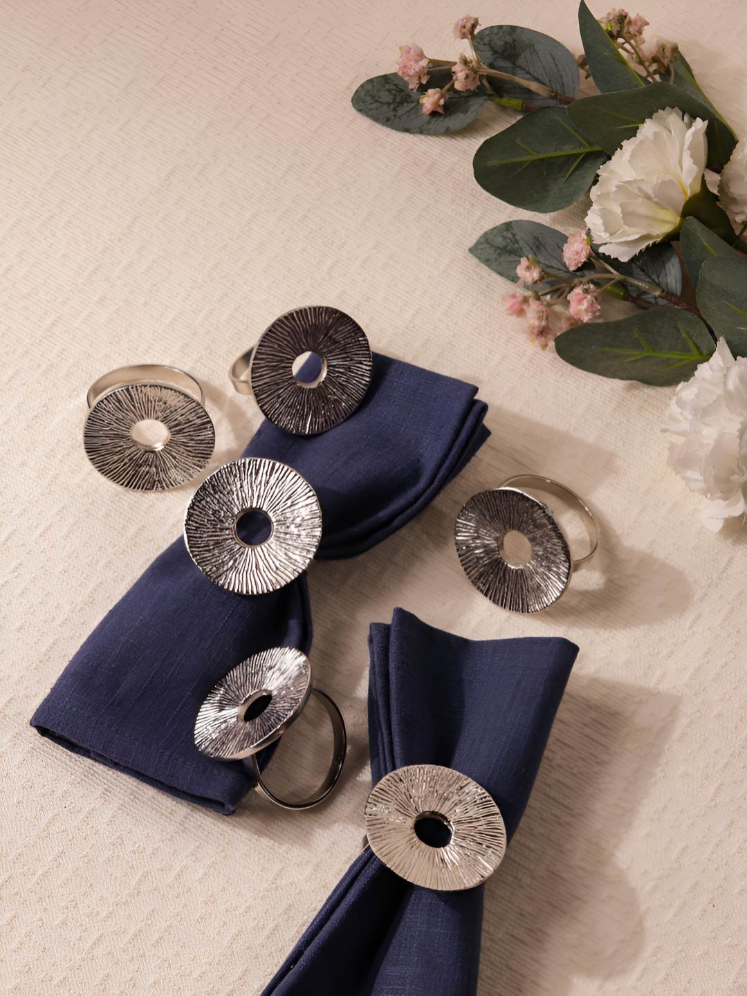 Glimpse Homes Set of 6 Silver Lotus Leaf Tissue Holders