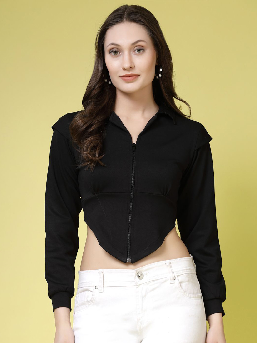 BEING NAUGHTY Women Organic Cotton Shirt Collared Crop Regular Top