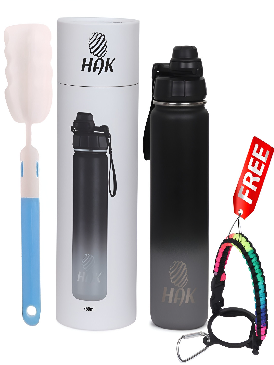 HAK Black Brand Logo Thermosteel Double Wall Vacuum Flask - 700ml