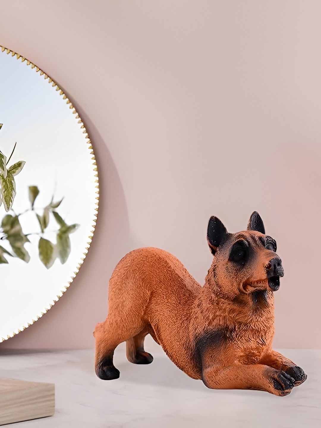 Zart Dog Brown Polyresin Natural Living Room Small Showpiece - 4.5 Inches