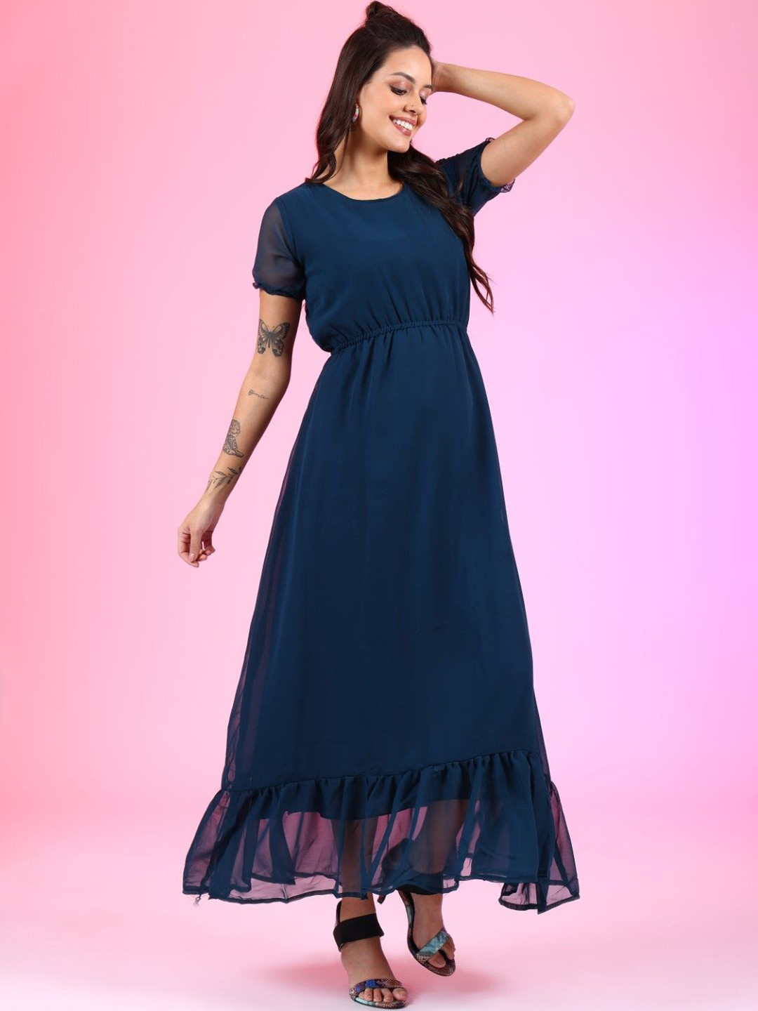 Raiyani Enterprise Crepe Fit & Flare Dress