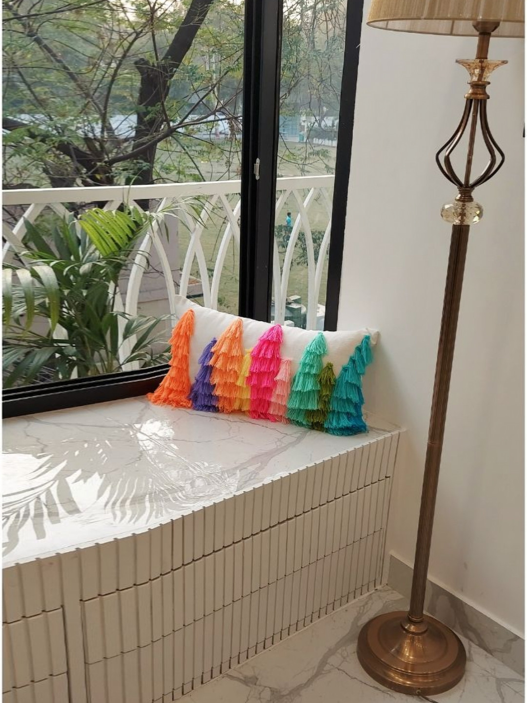 THROWPILLOW Self Design Polyester Lightweight Rectangle Cushion Cover - 12 x 20 Inches