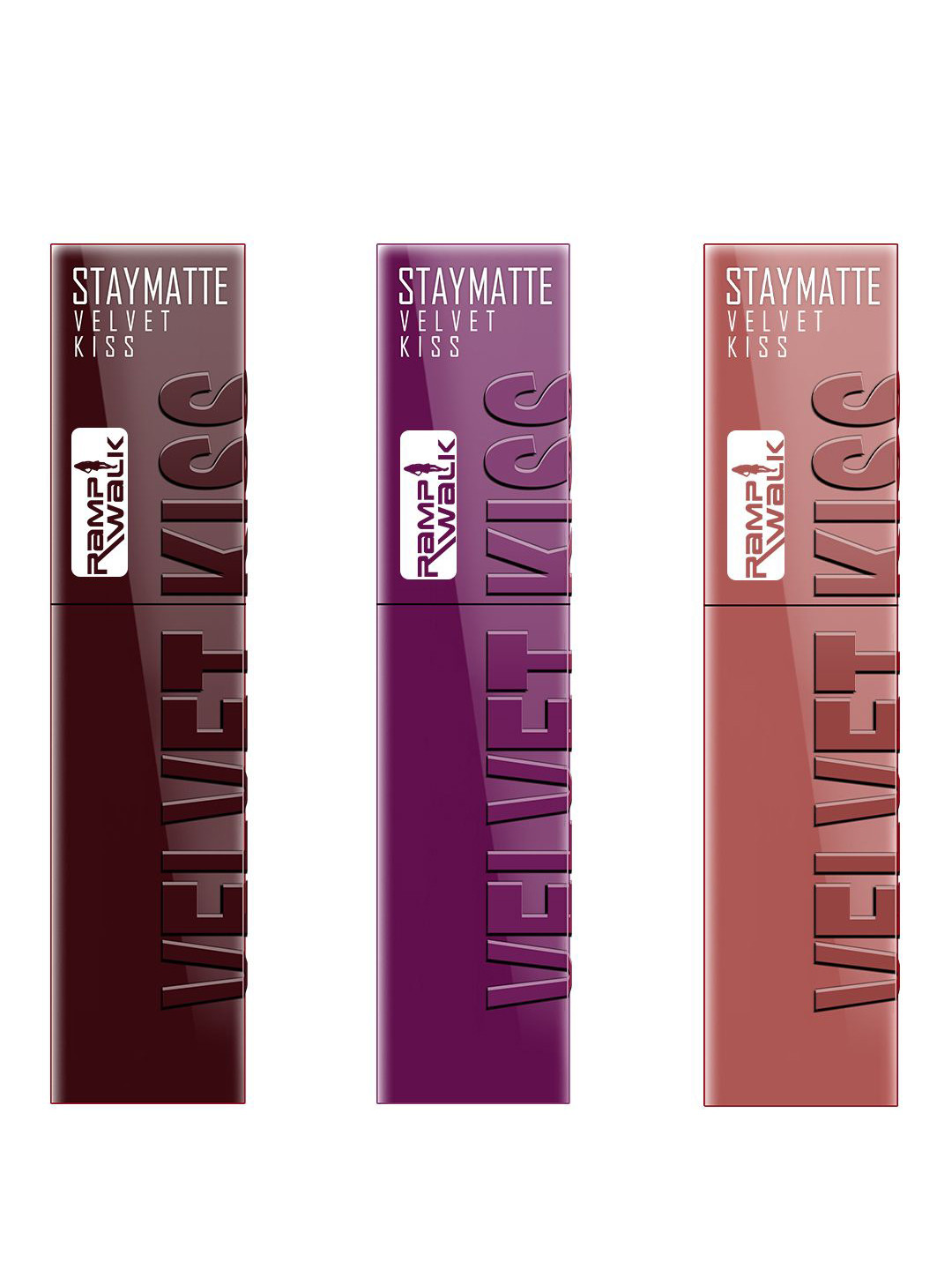 Ramp Walk Velvet Kiss Set Of 3 Waterproof Liquid Lipstick - 3.5ml Each -Shade 2 -3 -5
