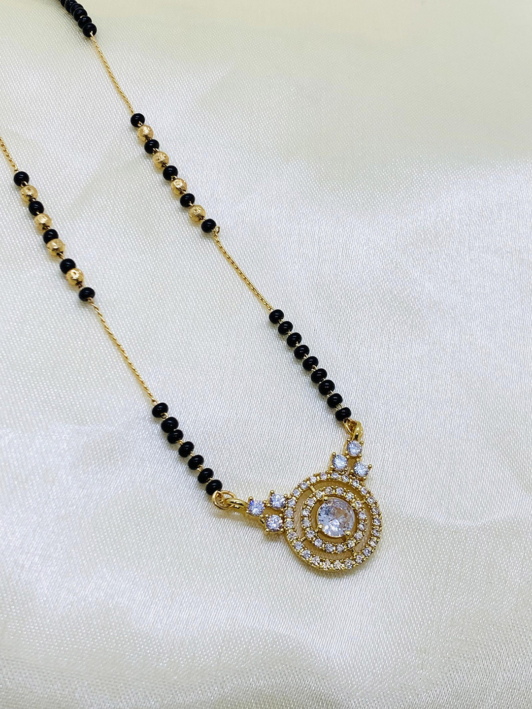 Wynona Gold Plated American Diamond & Artificial Beads Studded Mangalsutra