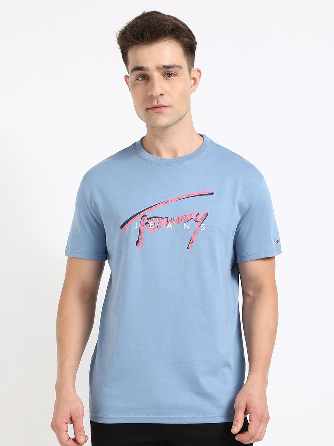 Tommy Hilfiger Men fashion Regular Fit Typography Printed Cotton T-shirt