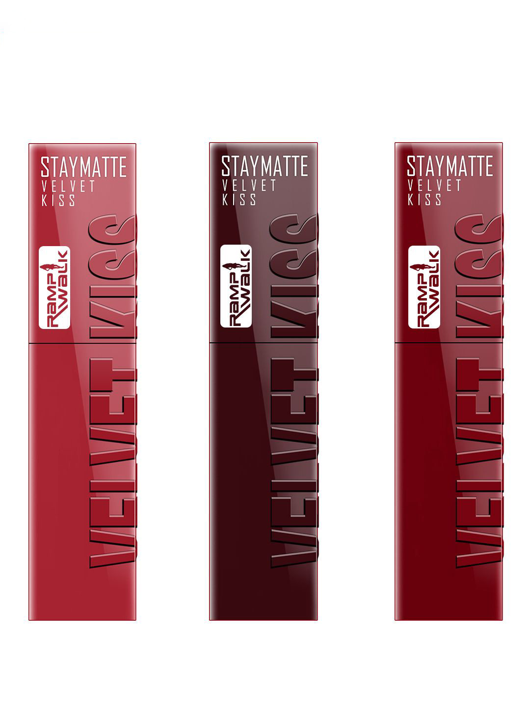 Ramp Walk Velvet Kiss Set Of 3 Waterproof Liquid Lipstick - 3.5 ml Each - Shade 1 - 2 - 9