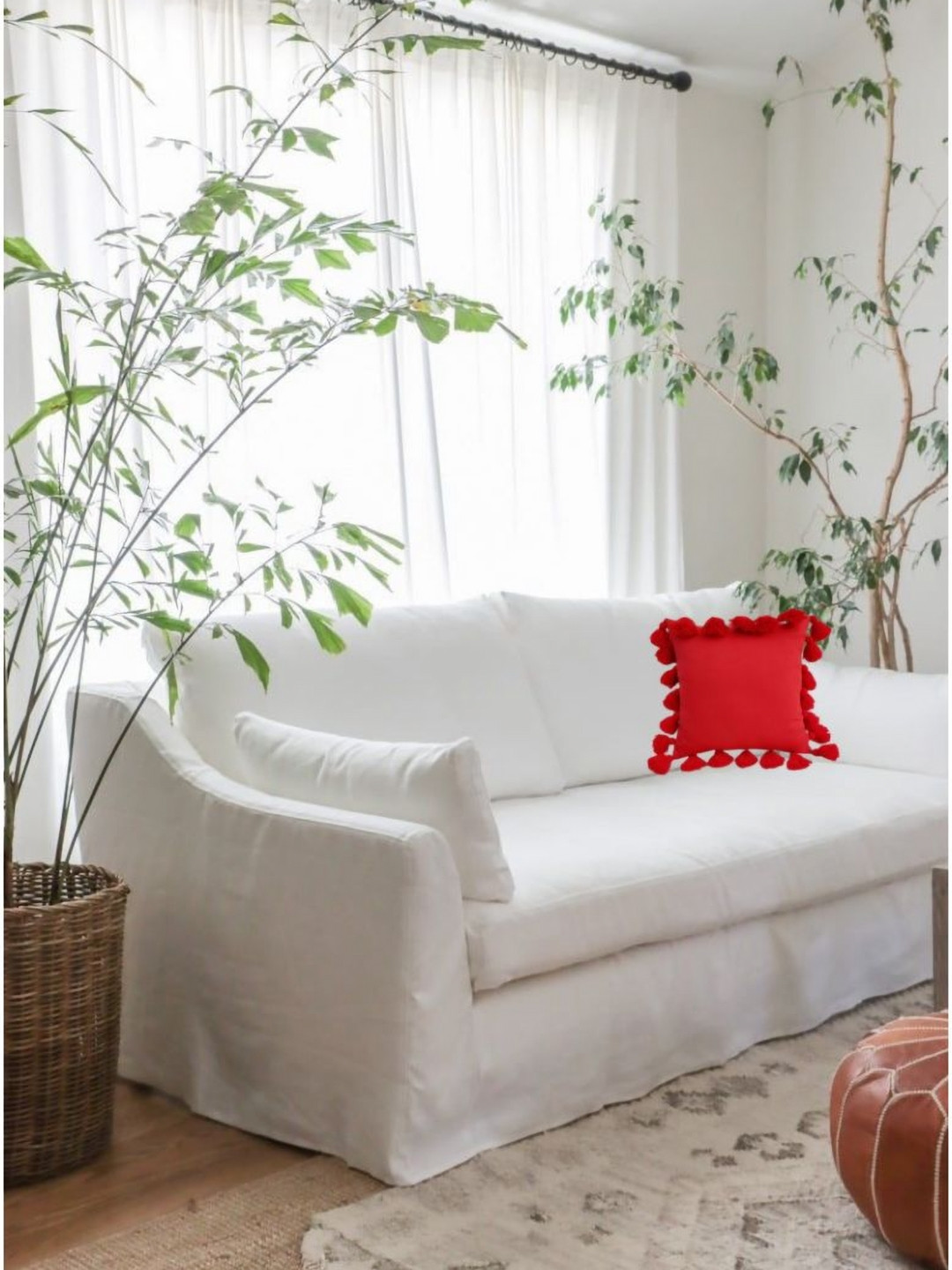 THROWPILLOW Red Velvet Handcrafted Embellished Rectangle Cushion Covers - 12 x 18 In