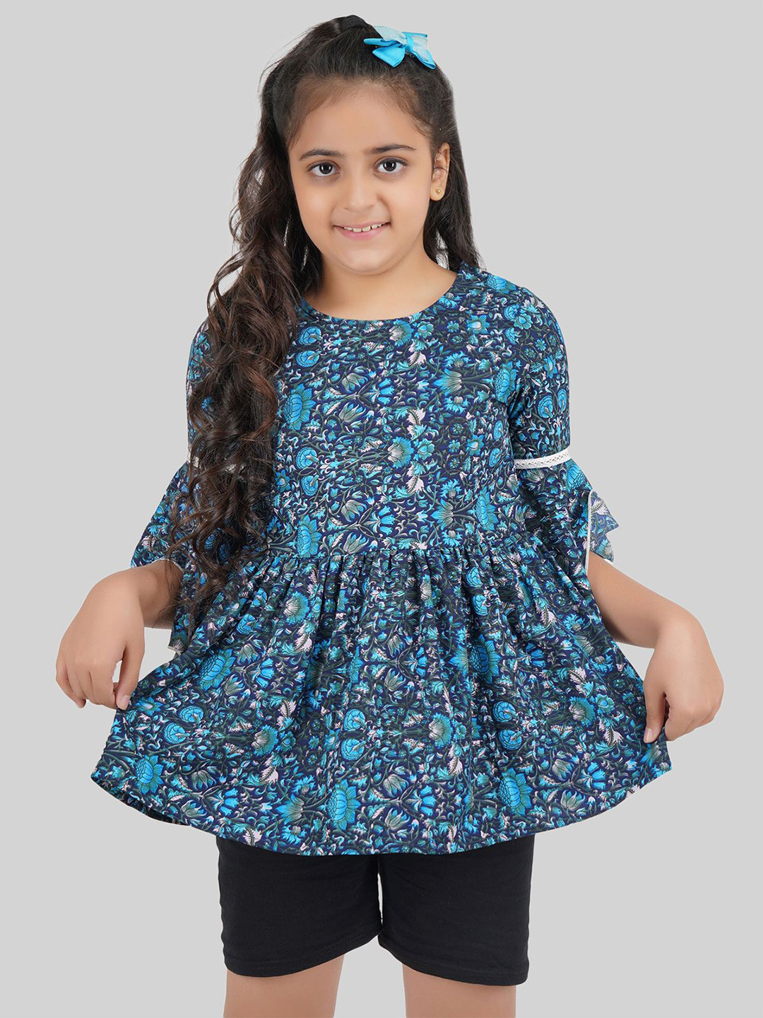 BEING NAUGHTY Girls Floral Printed Blouson Top