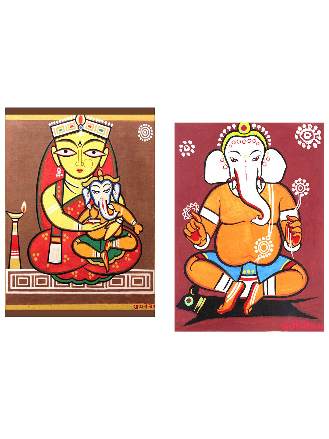 Adventures India Brown & Orange 2 Pieces Wooden Painting Wall Art