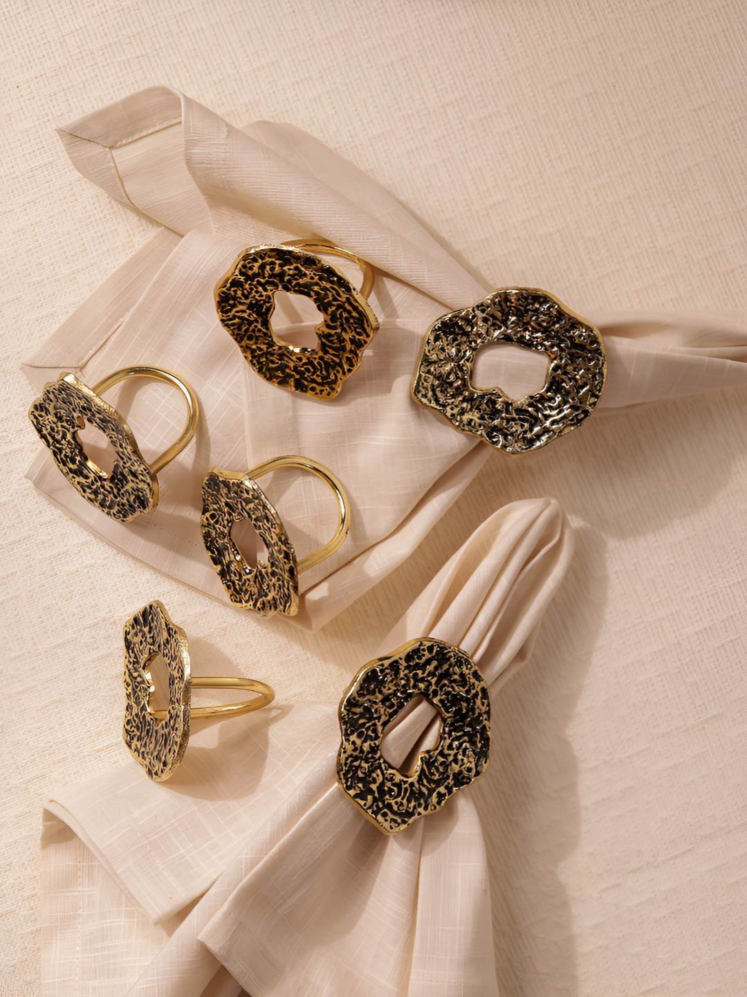 Glimpse Homes Set of 6 Antique Gold Hammered Design Tissue Holders