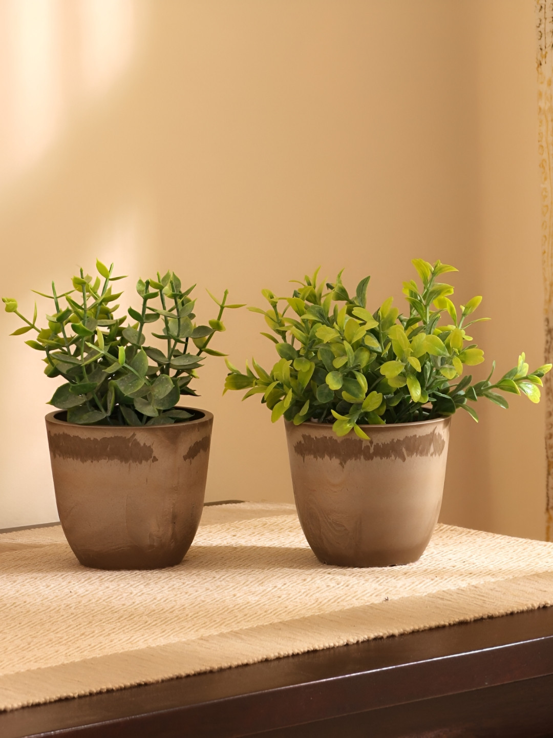 Elemntl Green & Brown 2 Pieces Artificial Potted Plants With Pot