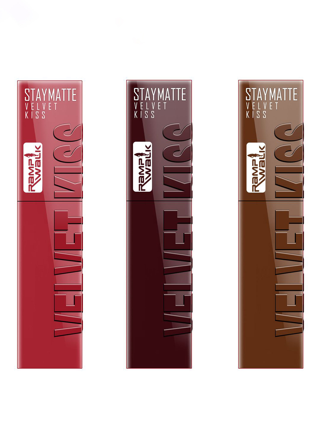 Ramp Walk Set of 3 Velvet Kiss Waterproof Liquid Lipstick - 3.5 ml Each - Shade 1 - 2 - 11