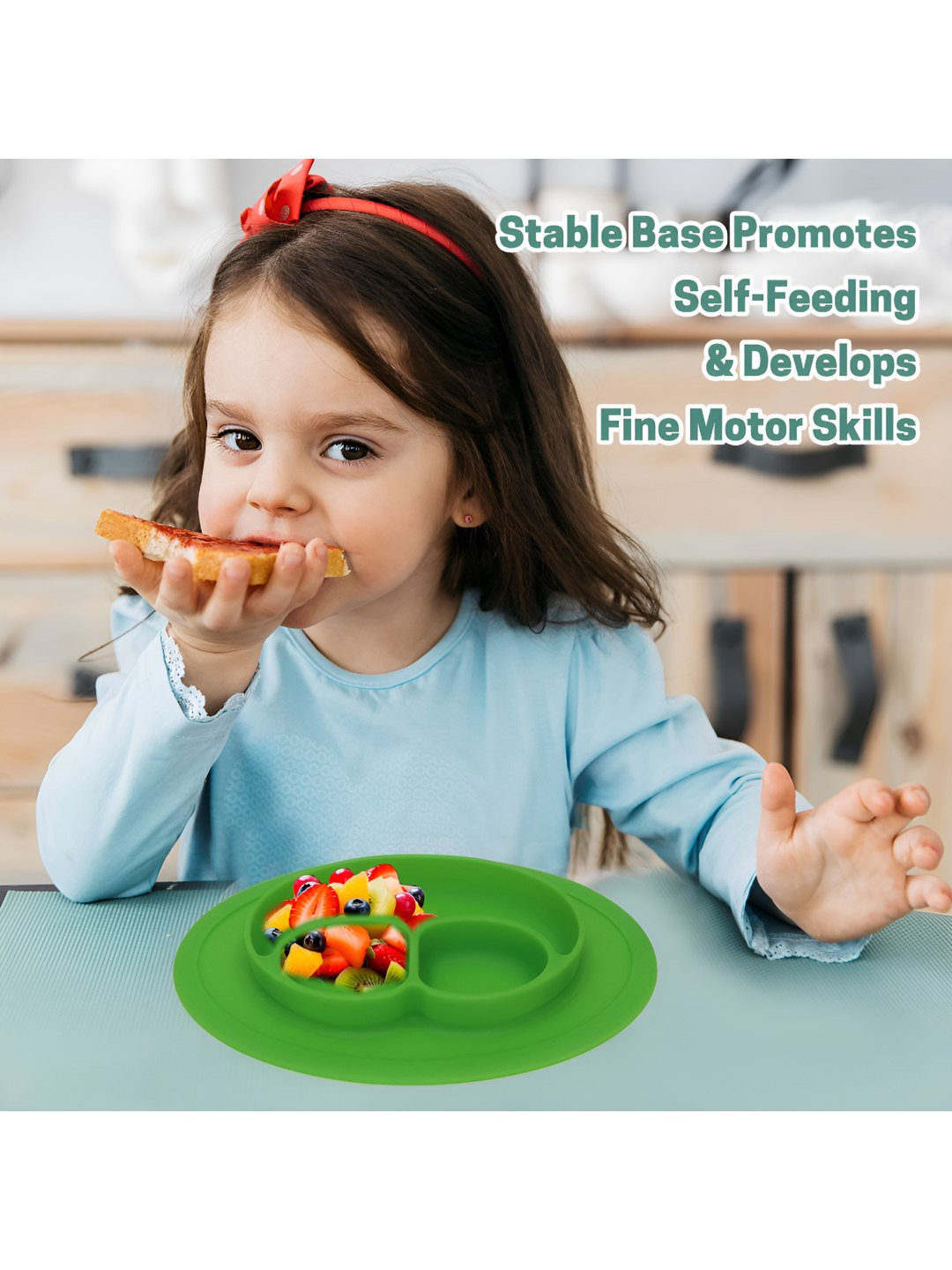 Aditi Toys Green 2024 1 Pieces Silicone Easy to Clean Plates