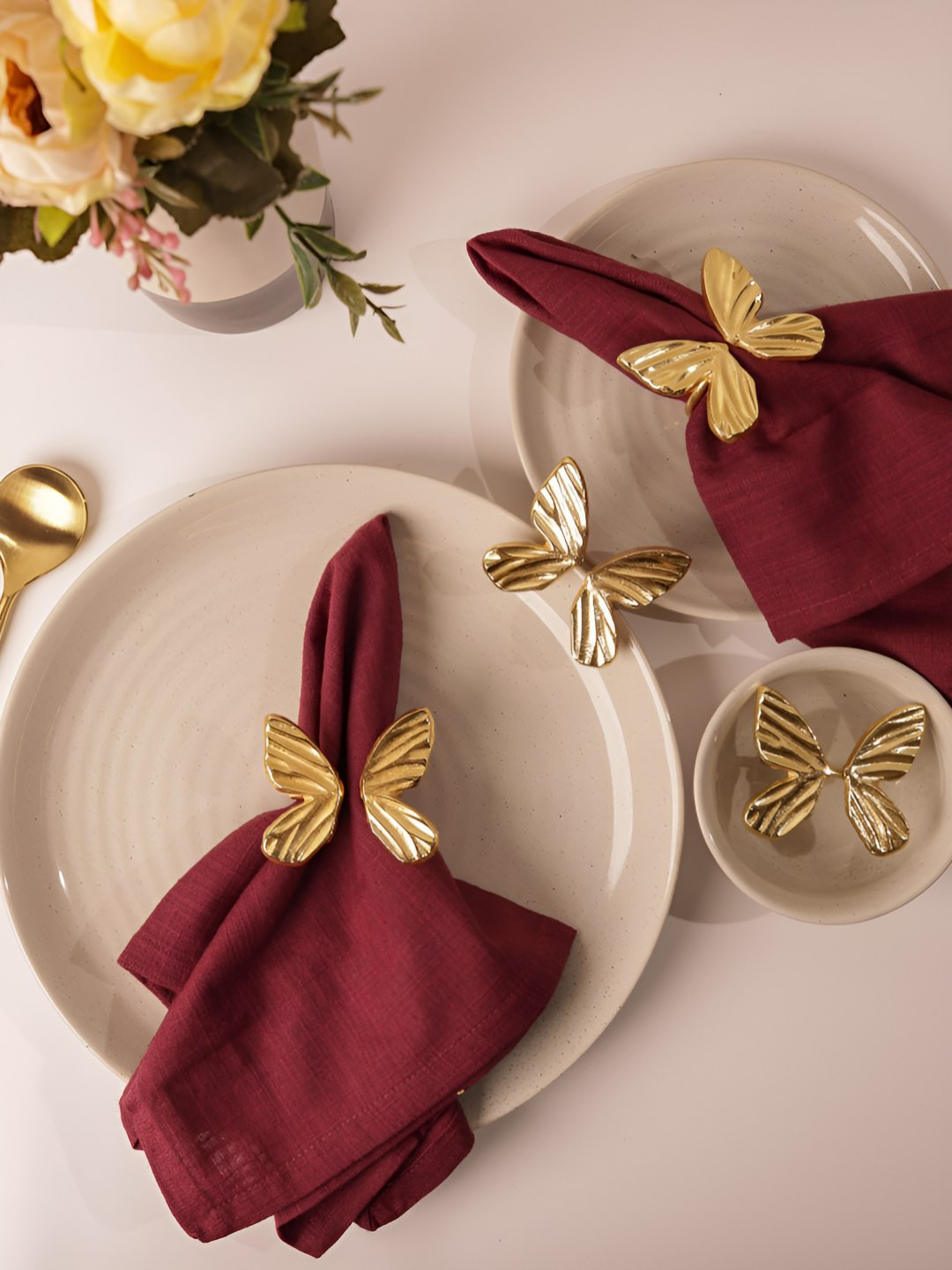 Glimpse Homes Set of 4 Gold Butterfly Tissue Holders