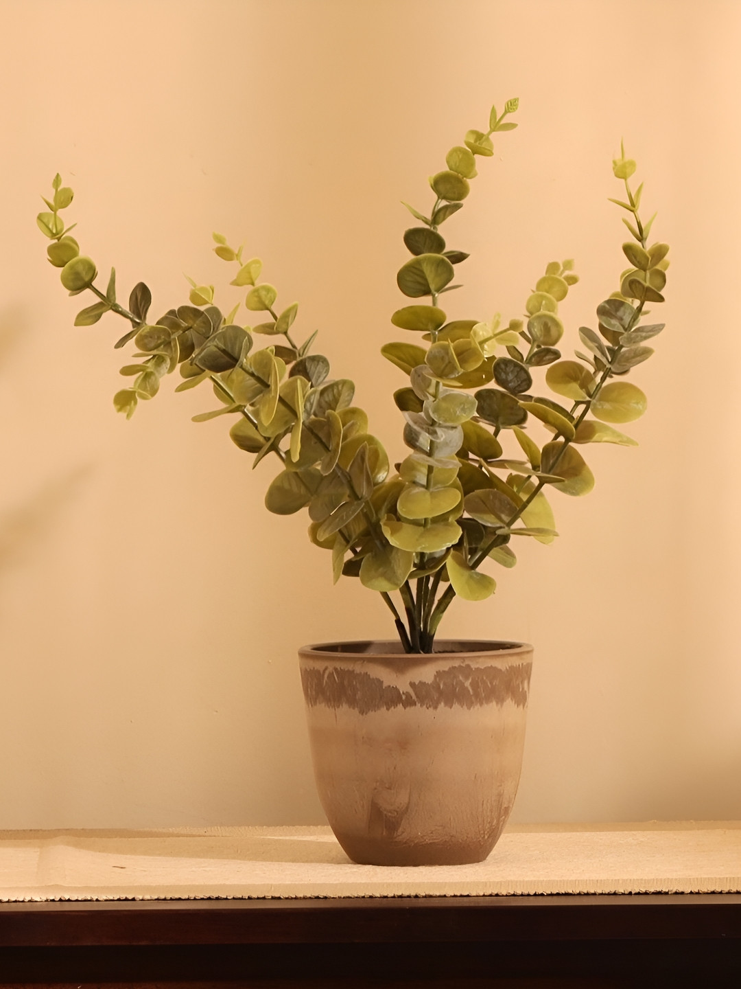 Elemntl Green & Brown Artificial Potted Eucalyptus Plant With Pot