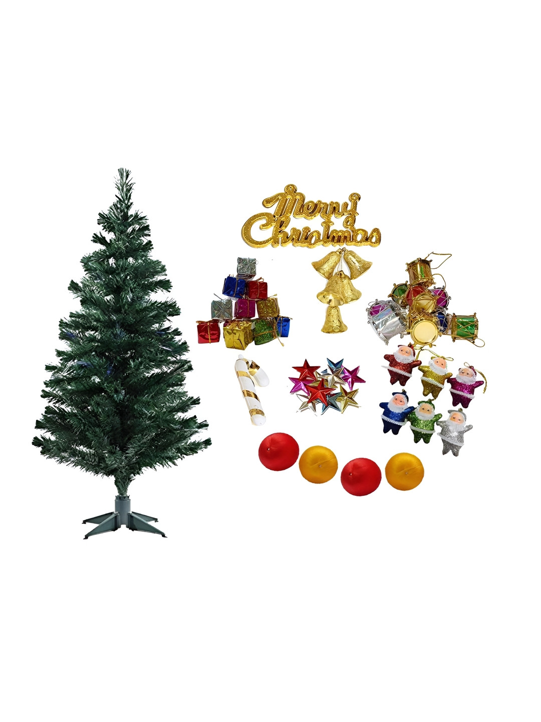 CraftVatika 88-Pcs Green Christmas Tree with Decoration Ornaments