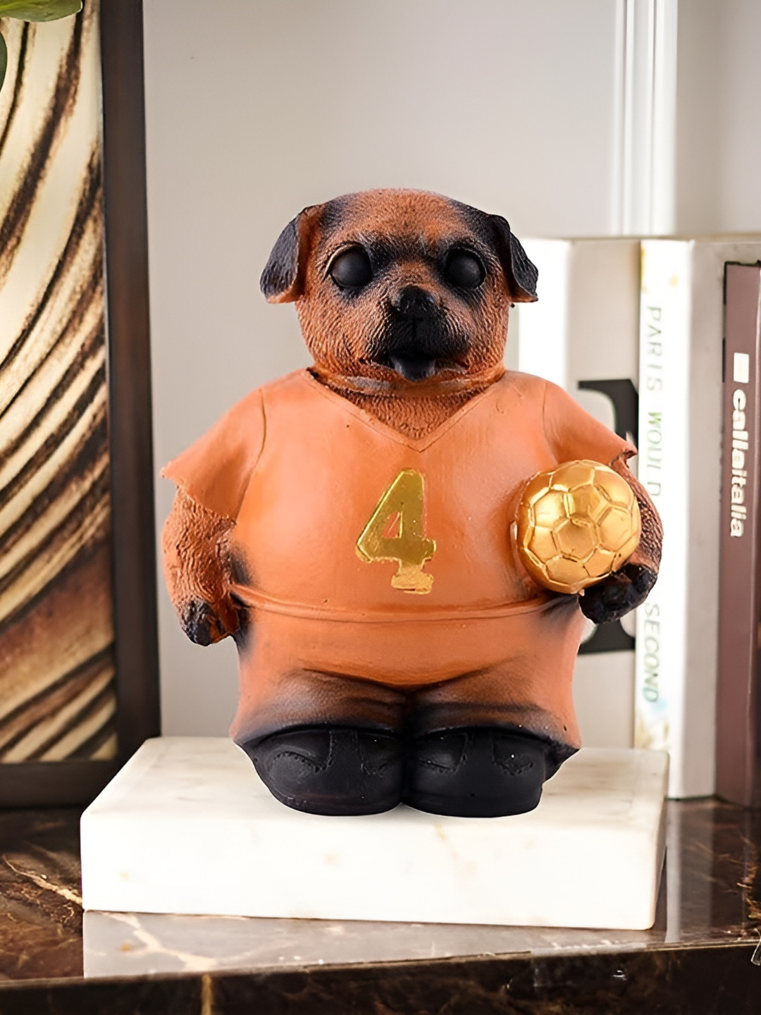 Zart Dog Brown Polyresin Natural Living Room Small Showpiece - 5.5 Inches