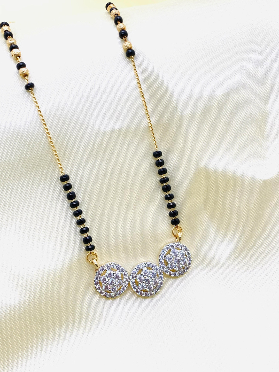 Wynona Gold Plated Srones Studded Beaded Mangalsutra