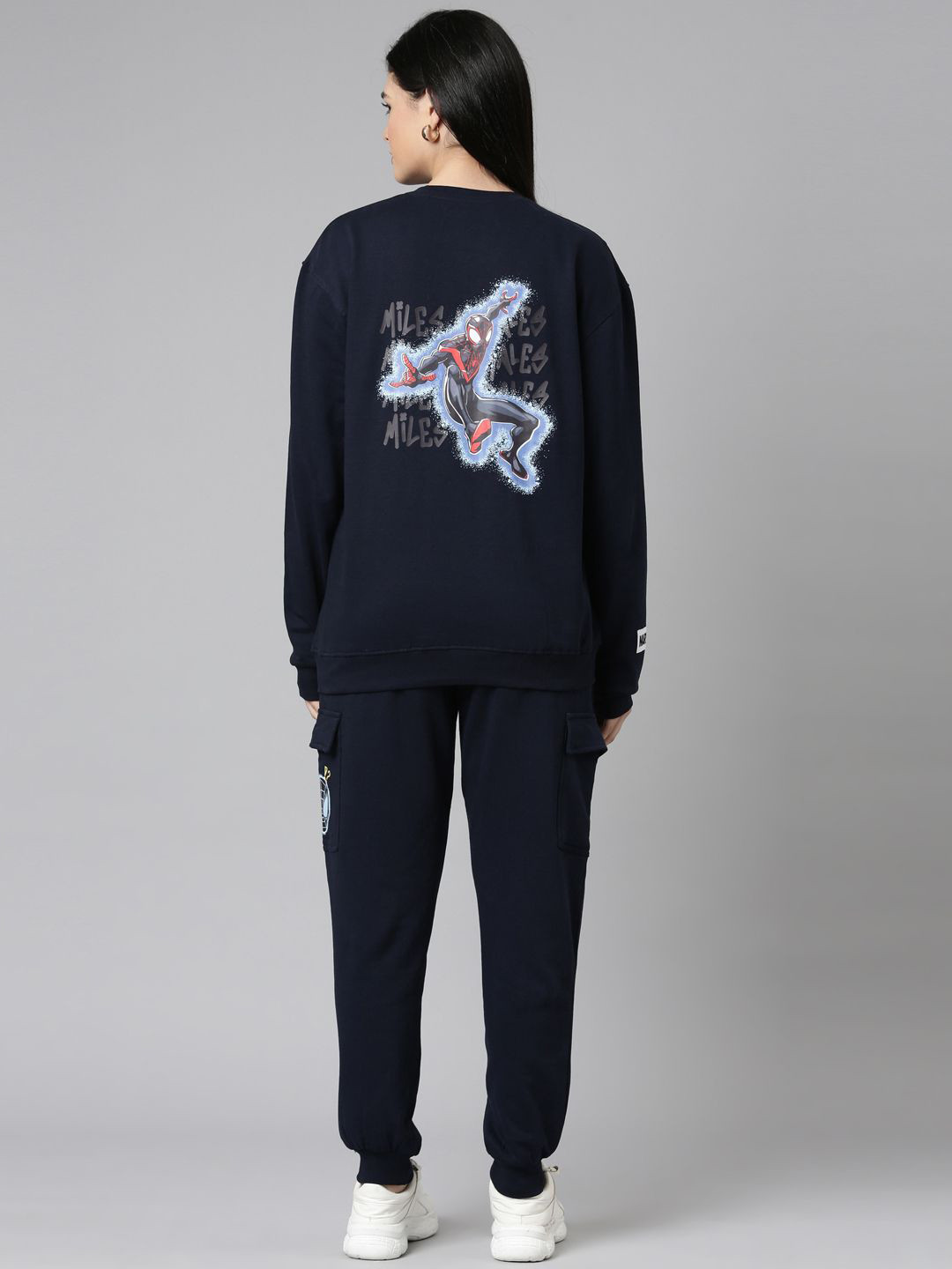 Nap Chief Unisex Spider Man Printed Relaxed Fit Pure Cotton Sweatshirt With Cargo Joggers