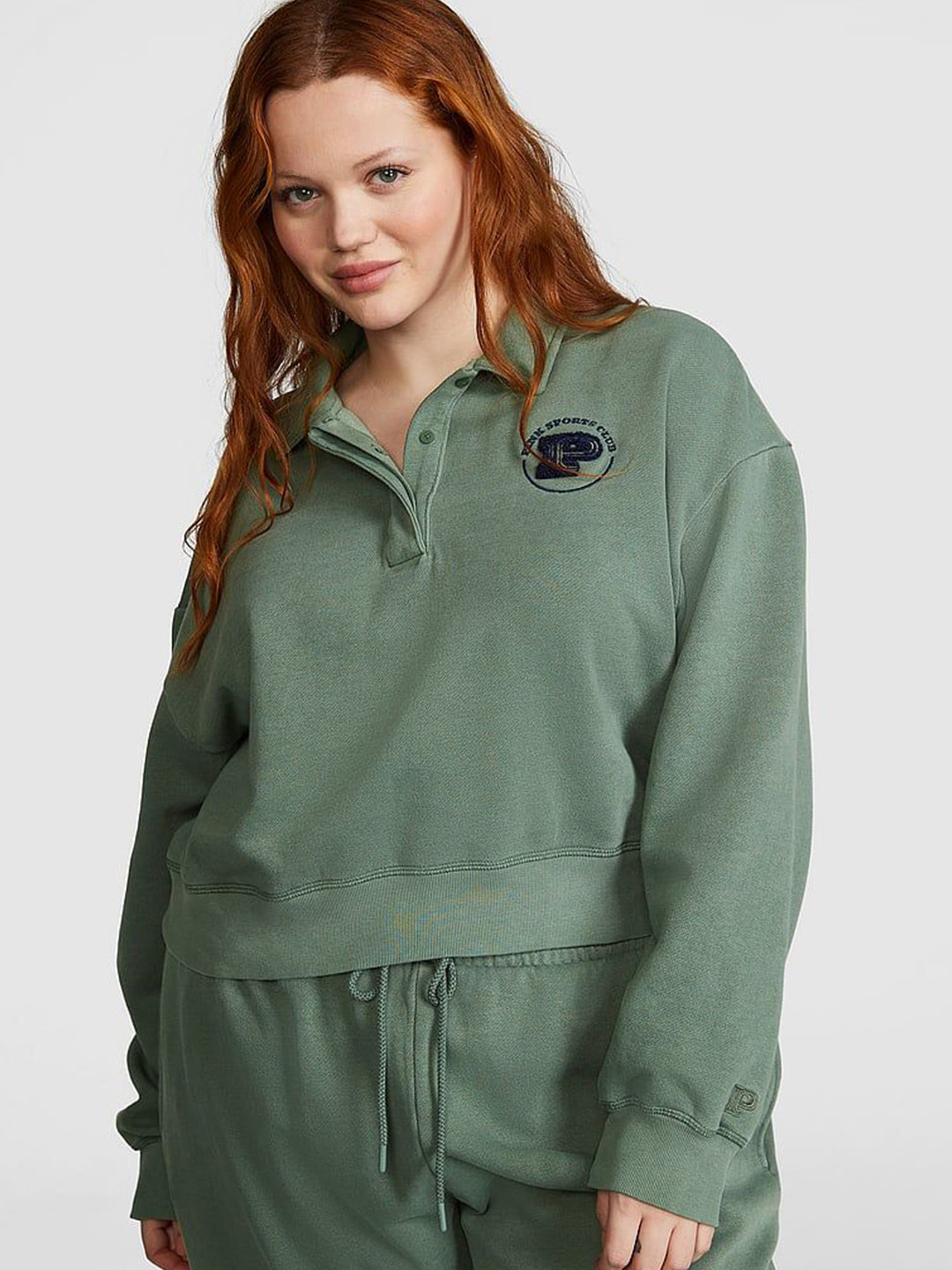 Victoria's Secret PINK Ivy Fleece Polo Sweatshirt