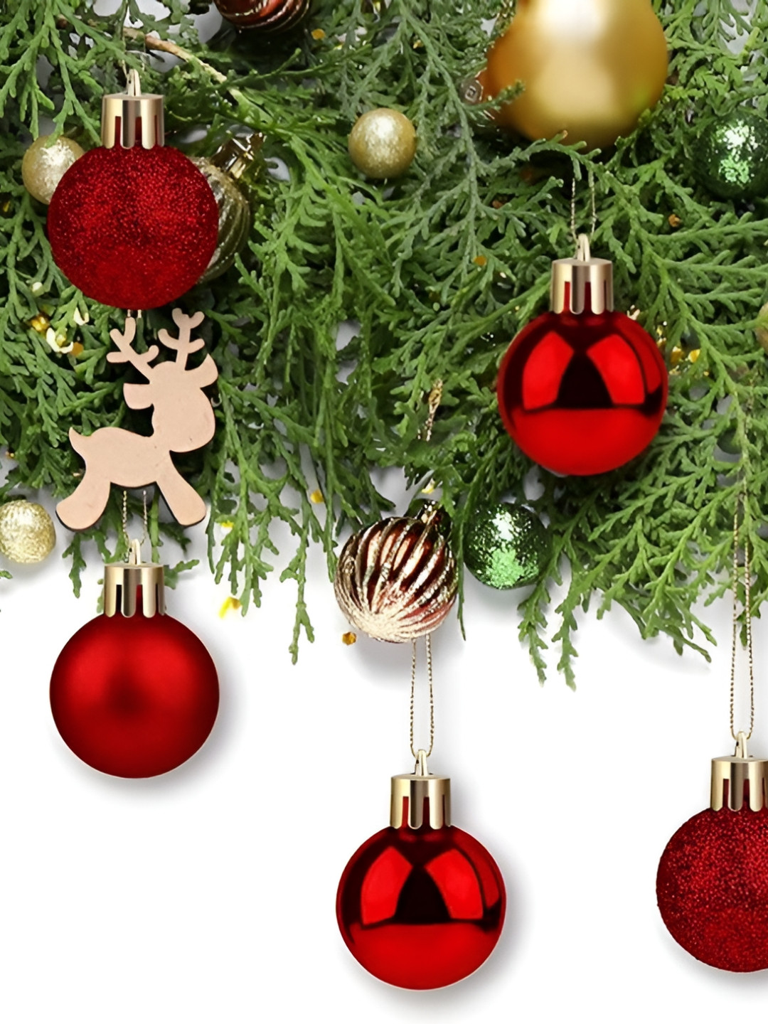 CraftVatika 48-Pcs Red Christmas Tree Hanging Ball Ornaments