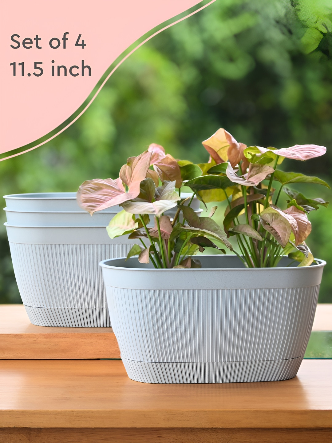 eha 4-Pcs Blue Rectangular Planter