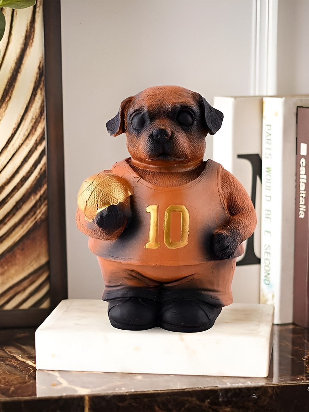 Zart Dog Brown Polyresin Matte Garden Small Showpiece - 5.5 Inches