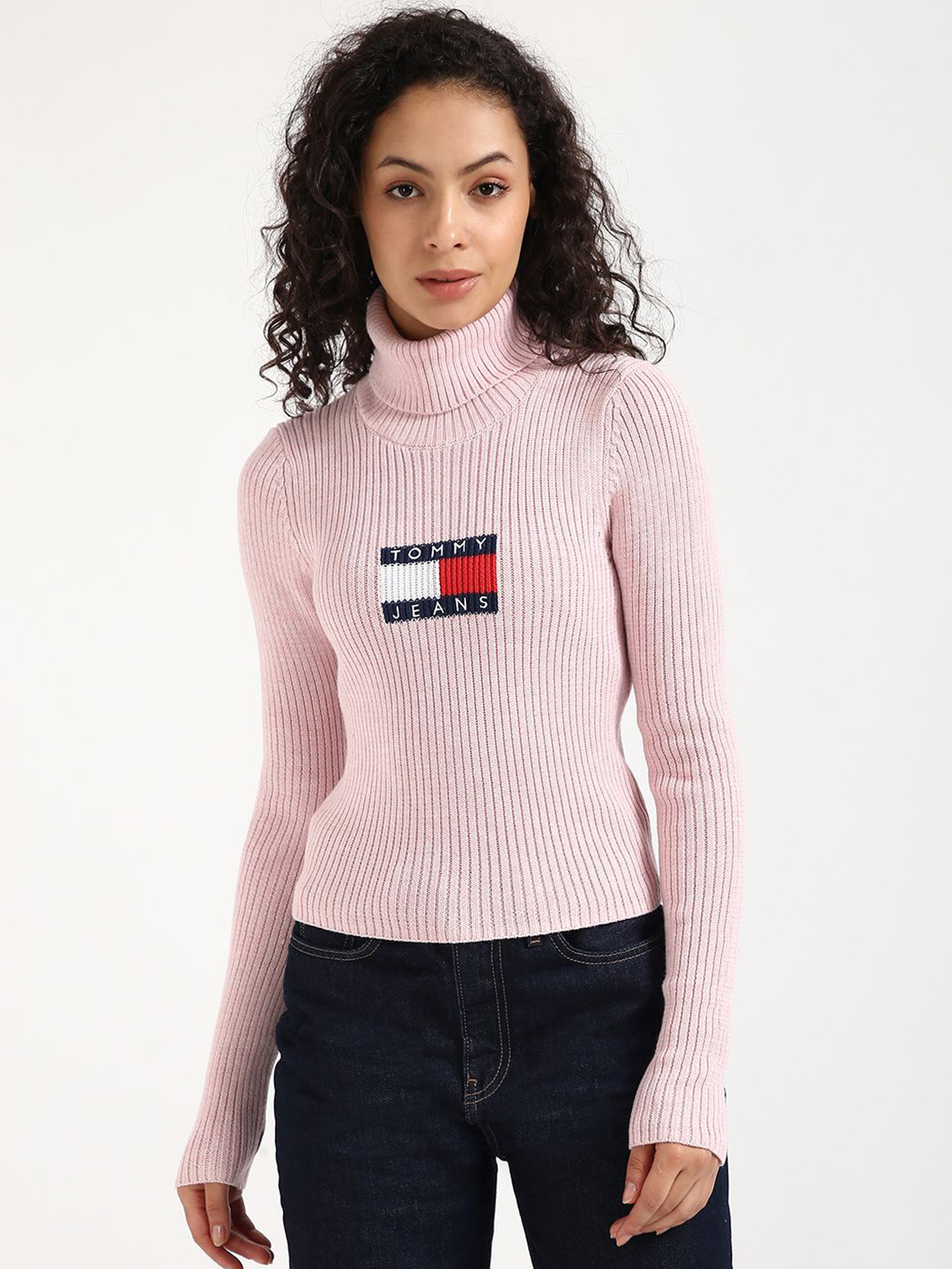 Tommy Hilfiger Women Brand Logo Printed Turtle Neck Pullover
