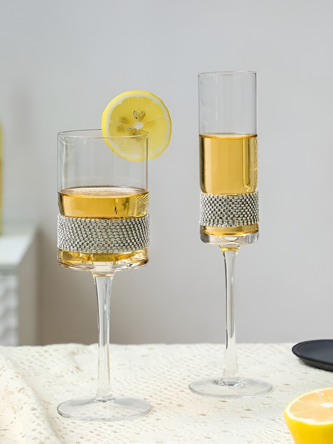 ProKitchen. Homes Transparent 4 Pieces Crystals and Diamonds Bar Glass 320 Ml Each