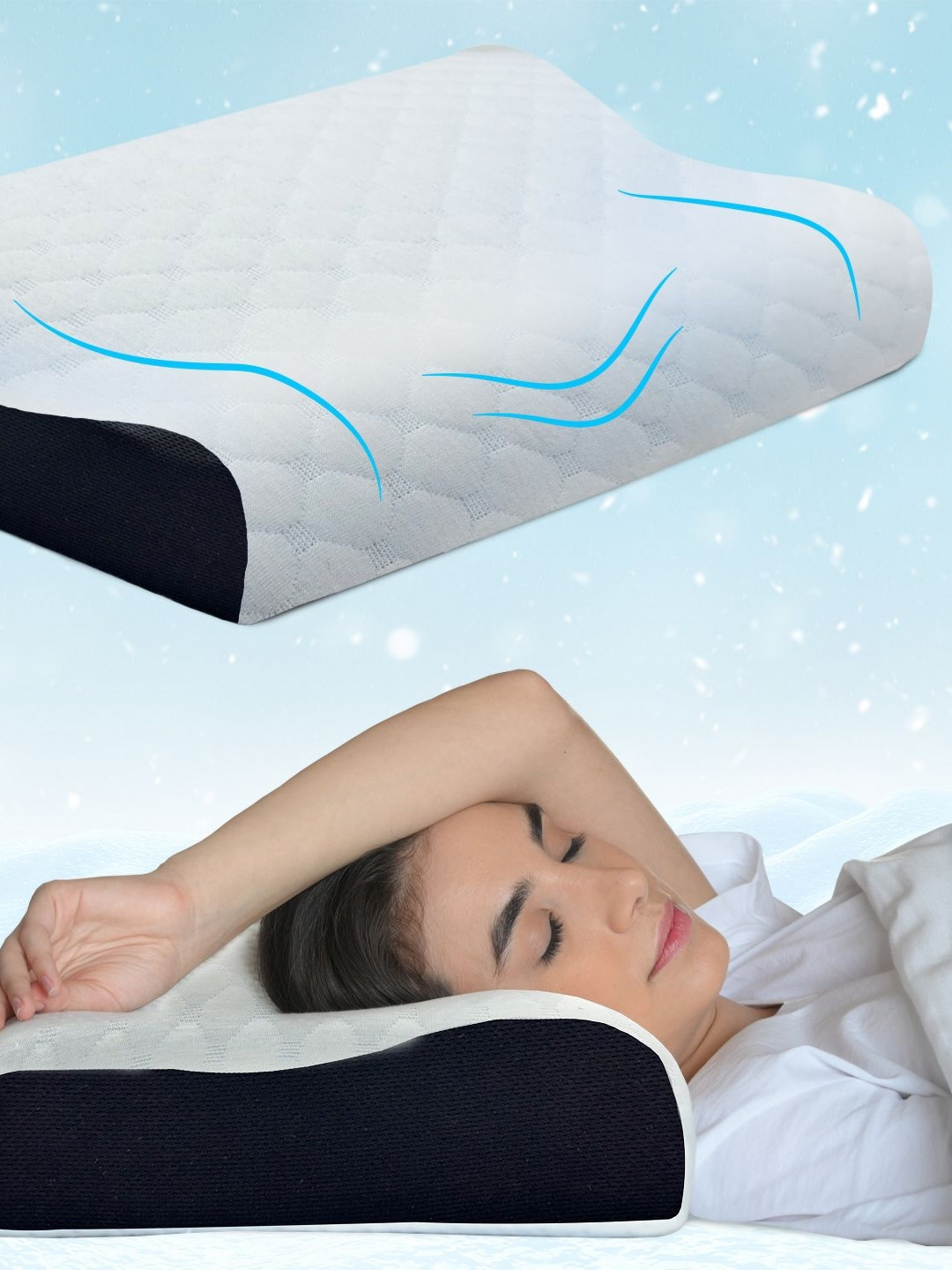 Sleepsia White Solid Polyester Medium Memory Foam Sleep Pillow-10.16 x 34.9 x 53.3 cm