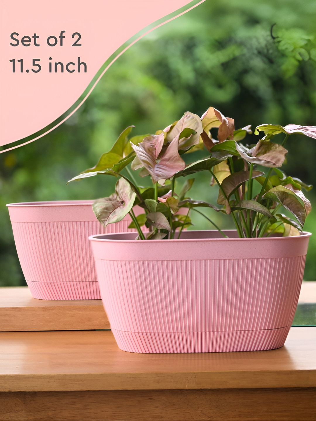 eha Set Of 2  Pink Textured PlantersPot