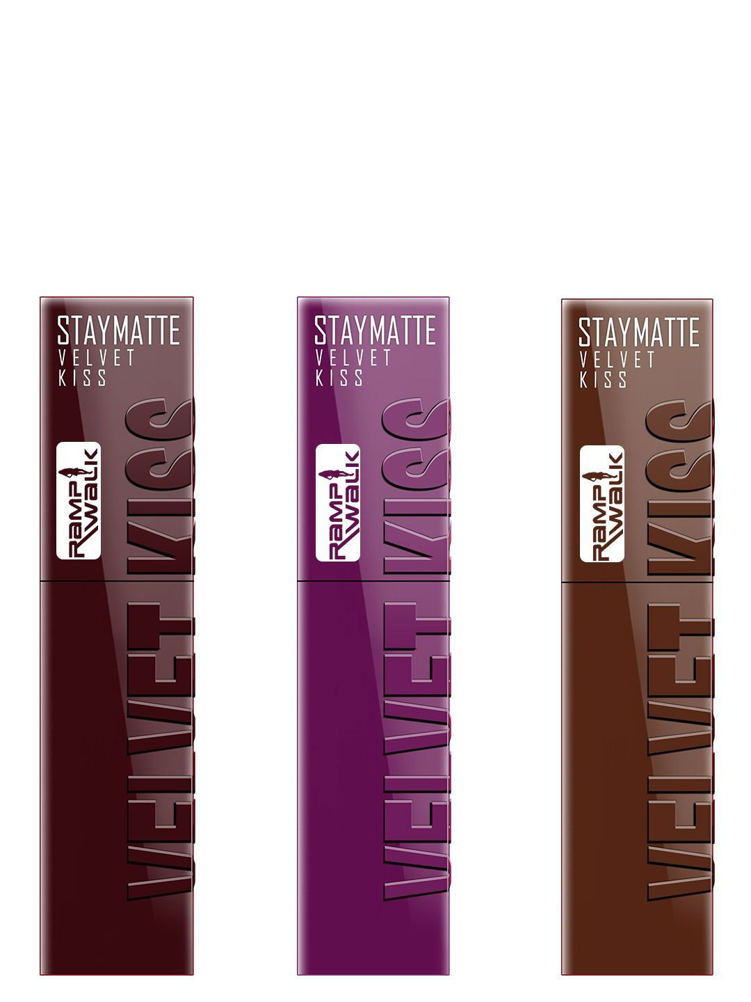 Ramp Walk Set Of 3 Velvet Kiss Liquid Lipstick 3.5 ml Each - Maroon-Wine-Dark Brown