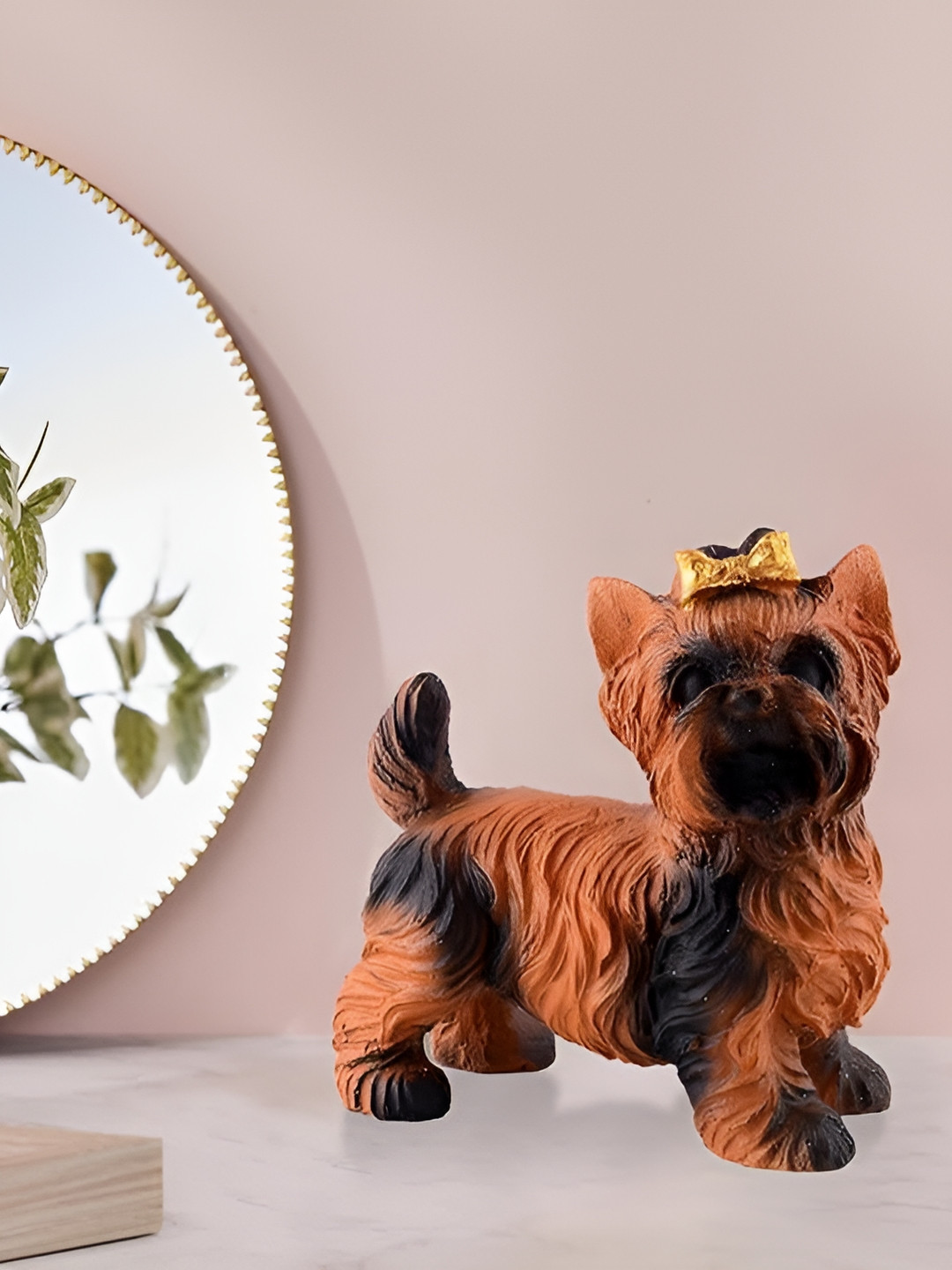 Zart Dog Brown Polyresin Natural Living Room Small Showpiece - 4.5 Inches