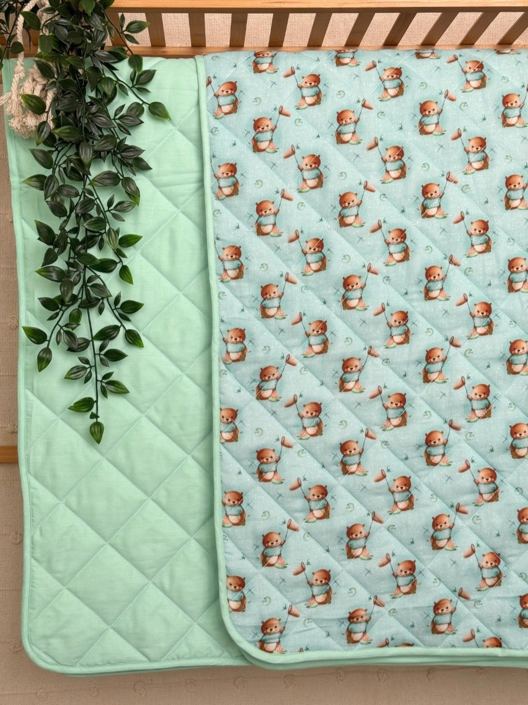 A Toddler Thing Blue Cartoon Characters Mild Winter Cotton 300 GSM Single Bed Quilt