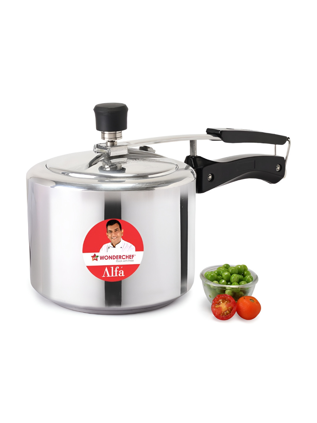 Wonderchef Alfa Silver Aluminium Induction Base Inner Lid Ceramic Pressure Cooker-3 L