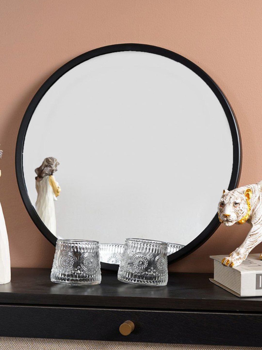 THE ARTMENT Black Round High Definition Wall Mirror