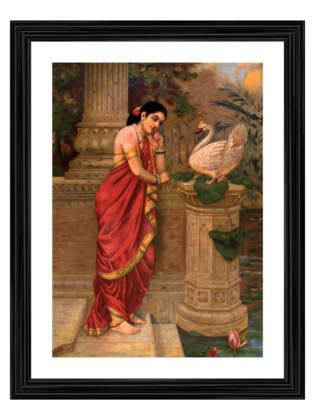 Adventures India Hansa Damayanti Wood Wall Rectangle Paintings Wall Art - 18 x 24 In