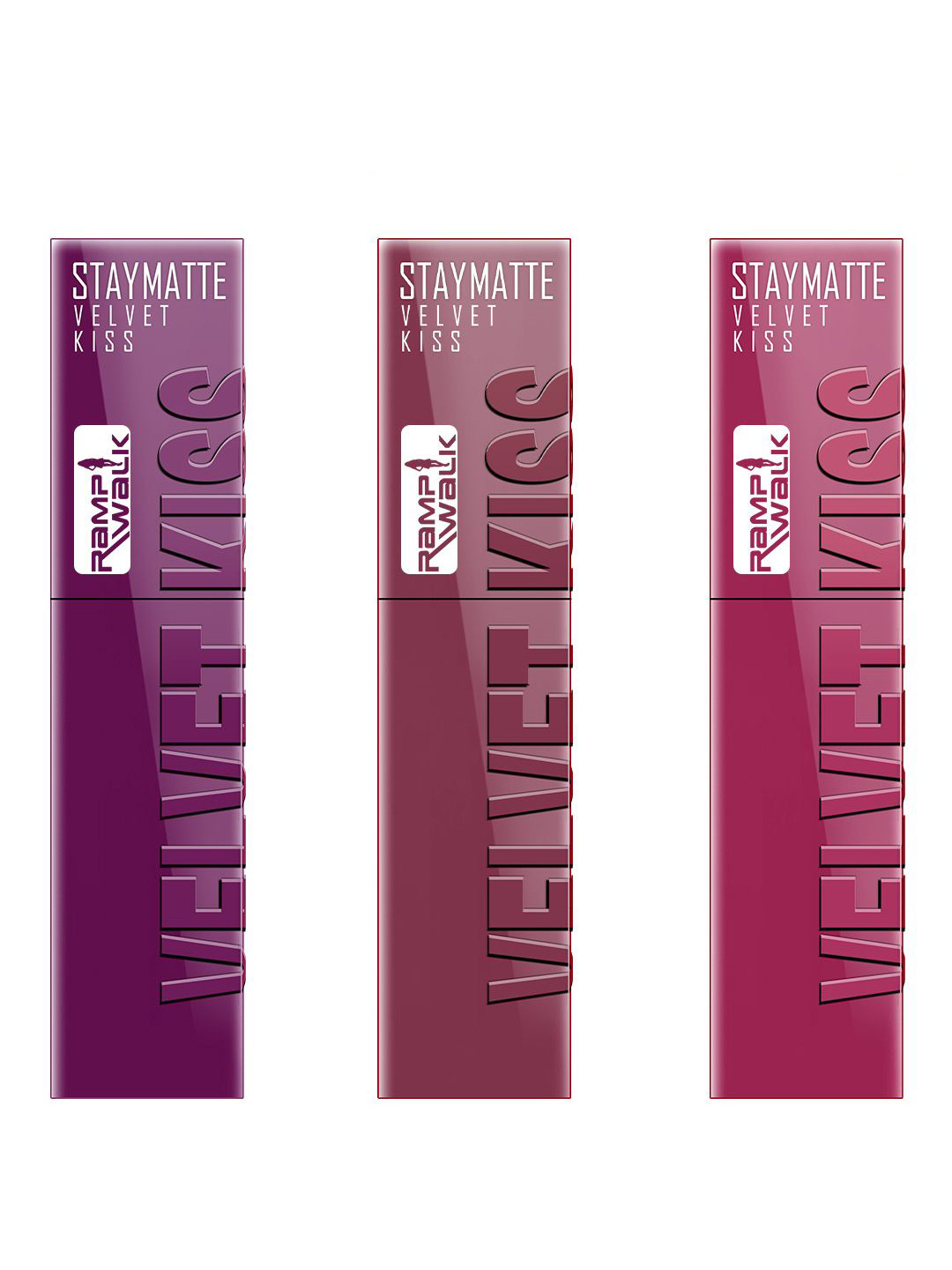 Ramp Walk Velvet Kiss Set Of 3 Waterproof Liquid Lipstick - 3.5 ml Each - Shade - 3 -4 -8