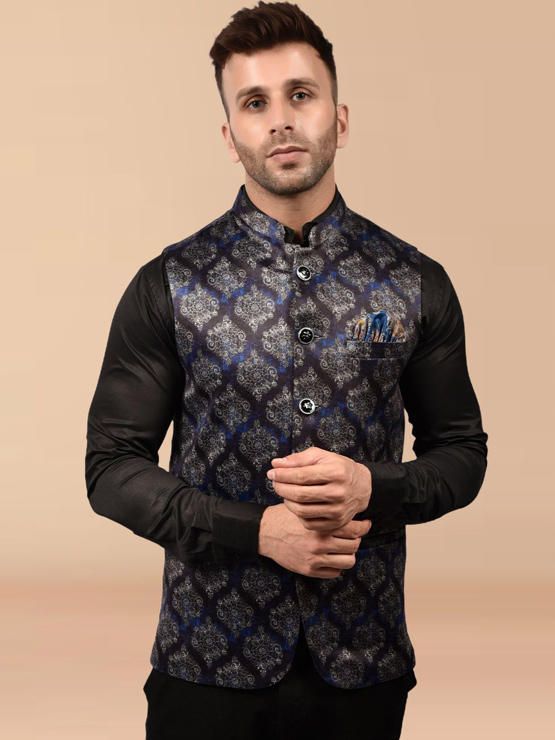 PRINTINDIA Men Sleeveless Woven Nehru Jacket