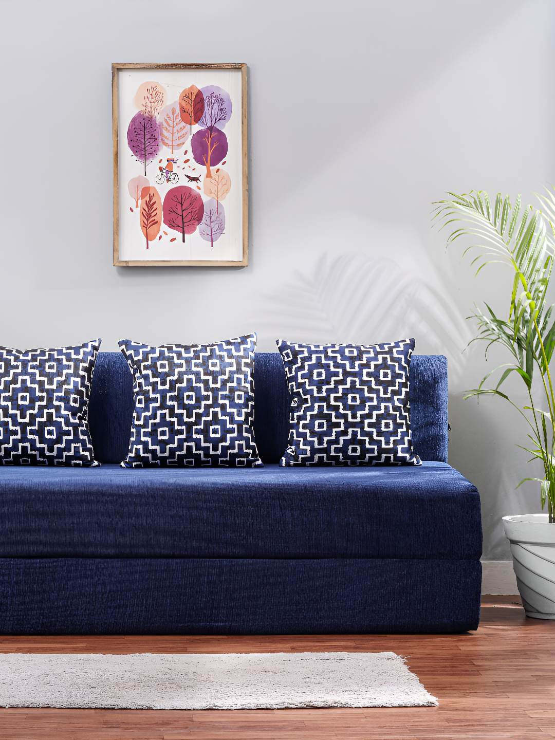 Solis Primus Comfort for all Blue 3 Seater Cushion Inflatable Sofa Cum Bed