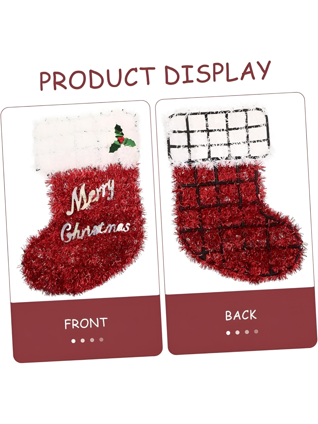 CraftVatika White & Red Embellished Christmas Tree Decoration Socks