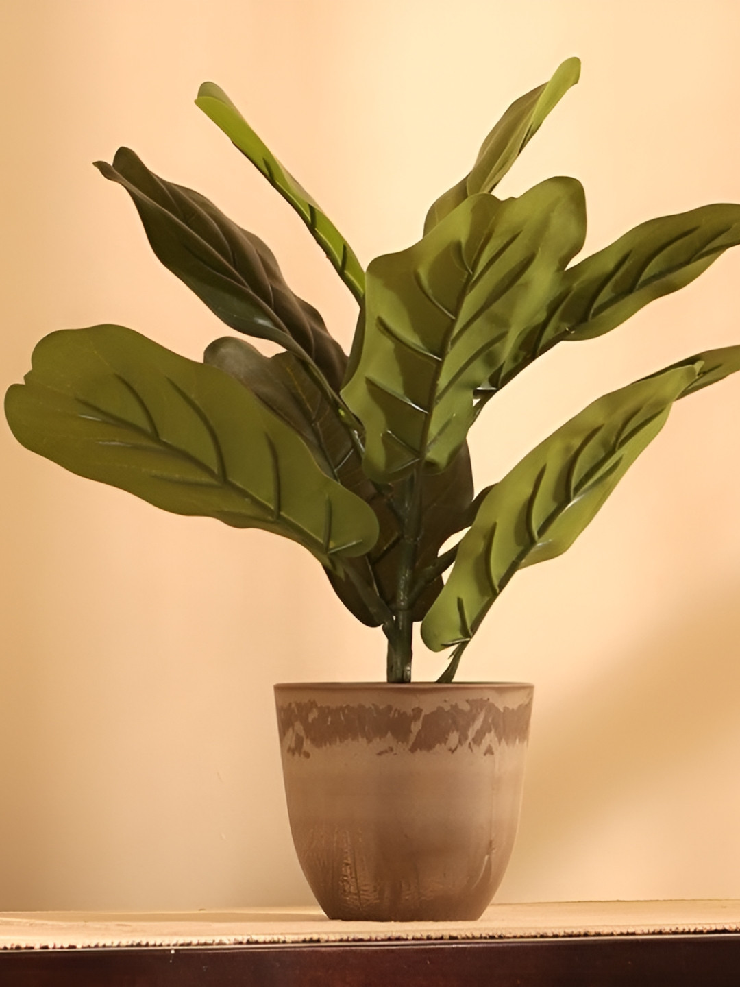 Elemntl Green & Brown 2 Pieces Artificial Potted Fiddle Leaf Fig Plant With Pot