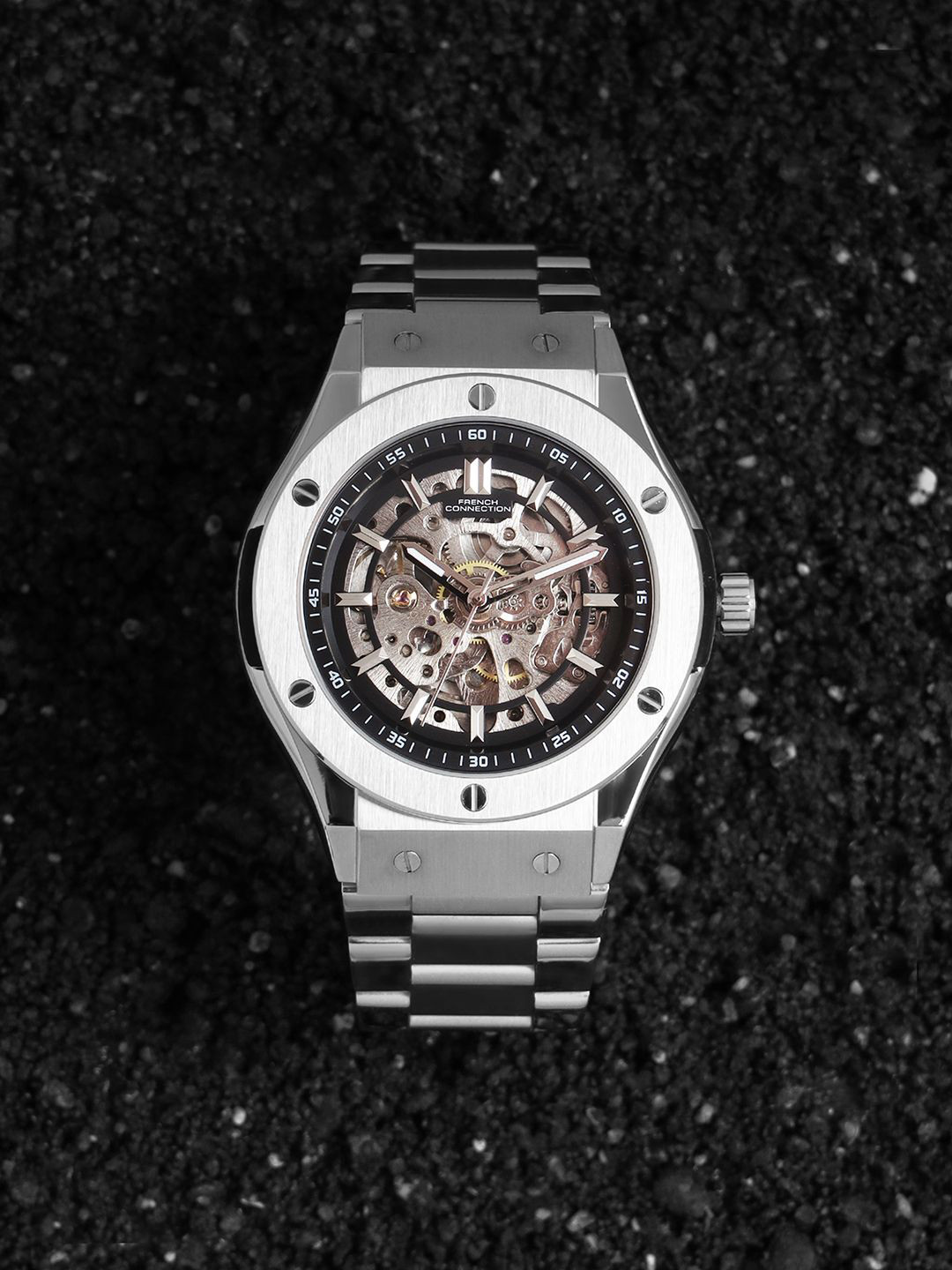 French Connection Men Embellished Dial & Stainless Steel Straps Automatic Watch FCA04-6