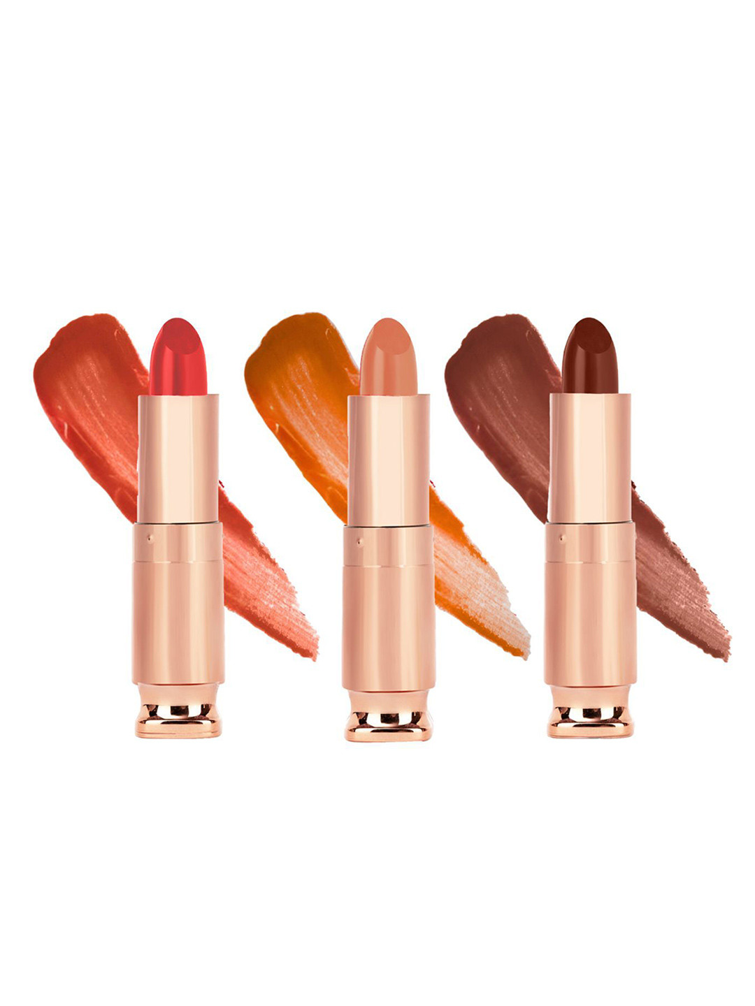krayons Set Of 3 Long Stay Matte Lipsticks - 10.5 g -Nude Tea -Sunset orange -Nude Caramel