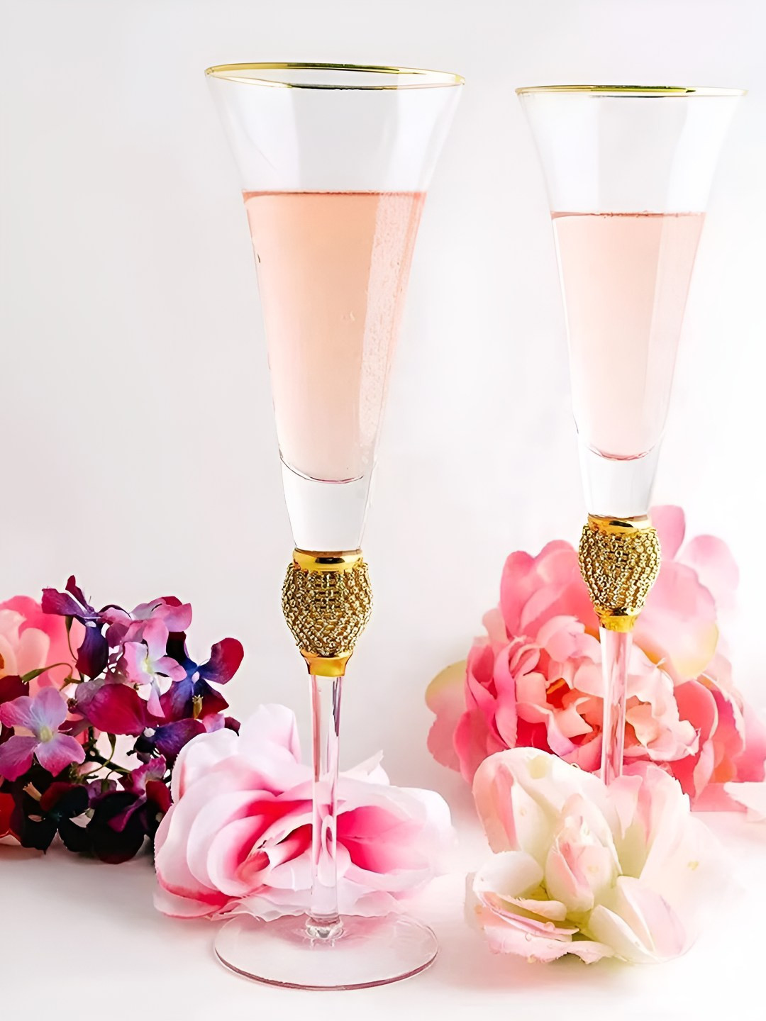 ProKitchen. Homes Transparent 2 Pcs Crystals and Diamonds Champagne Bar Glass 250 Ml Each