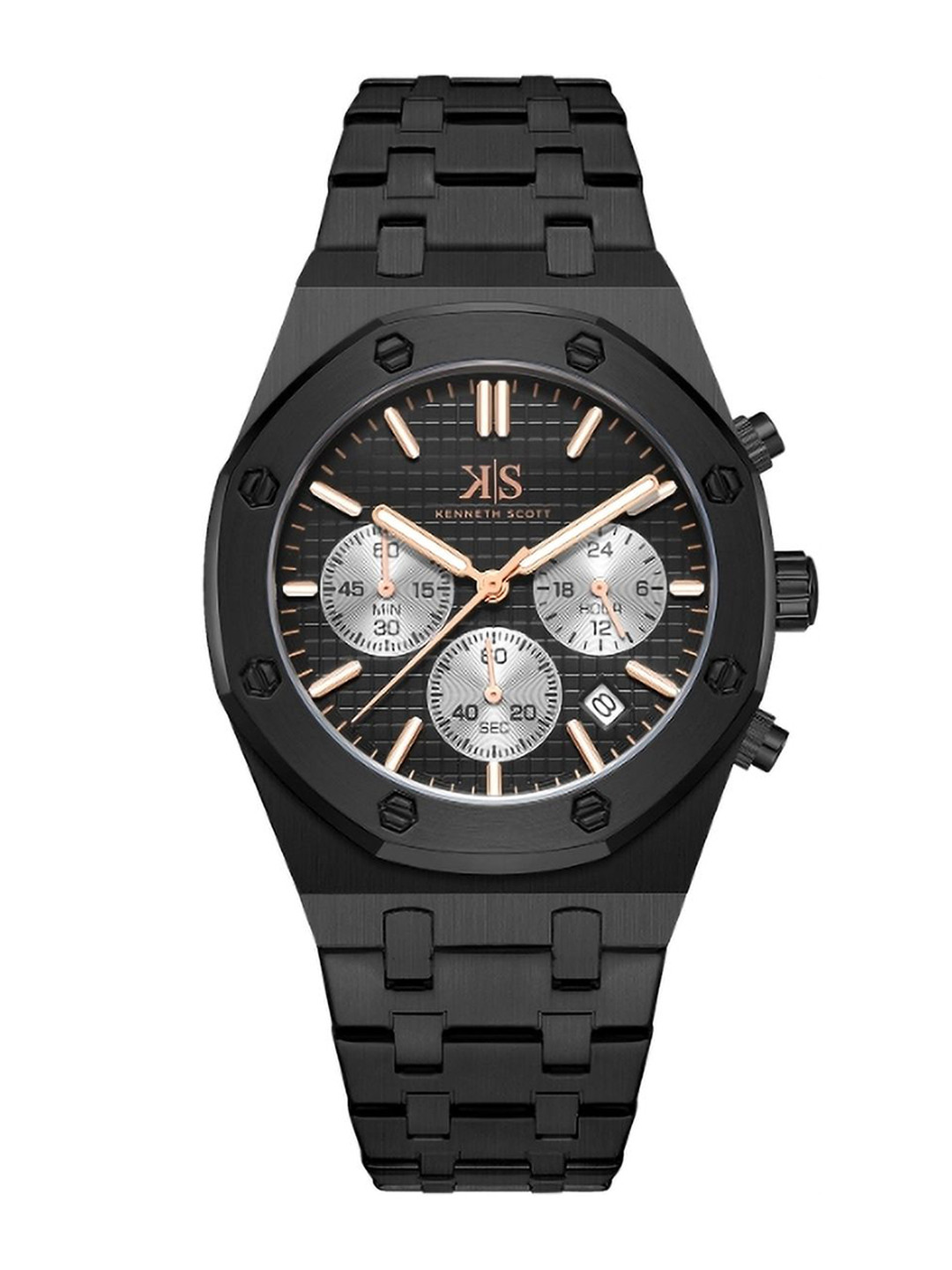 KENNETH SCOTT Men Dial & Stainless Steel Straps Analogue Multi Function Watch K24112-BBBB