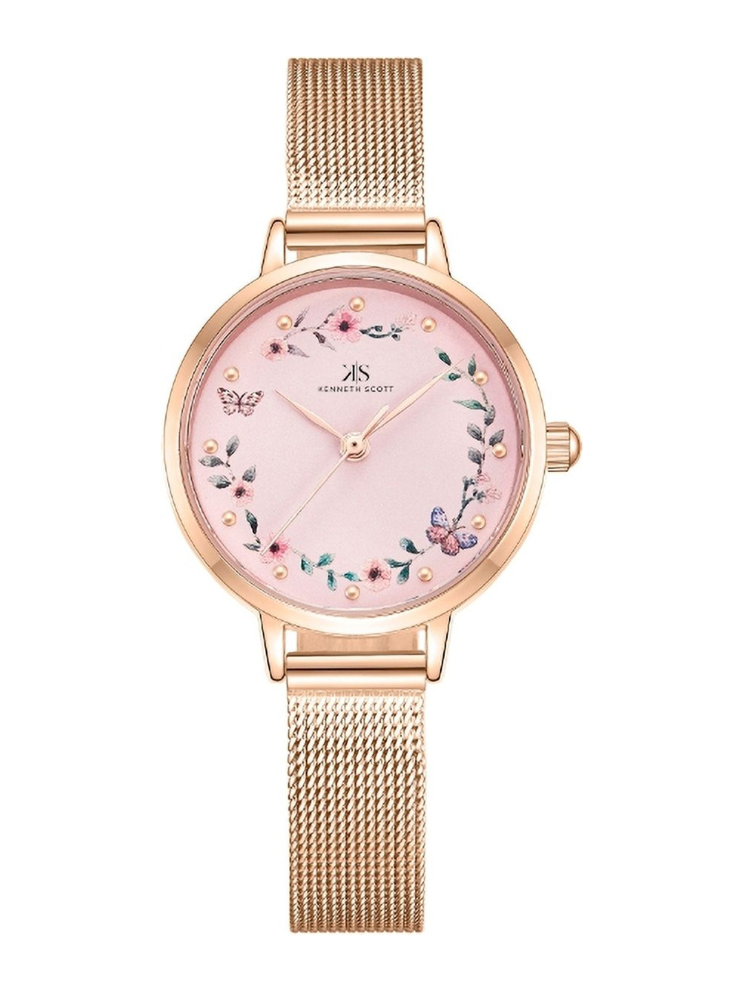 KENNETH SCOTT Women Embellished Dial & Stainless Steel Straps Analogue Watch K23512-RMKP