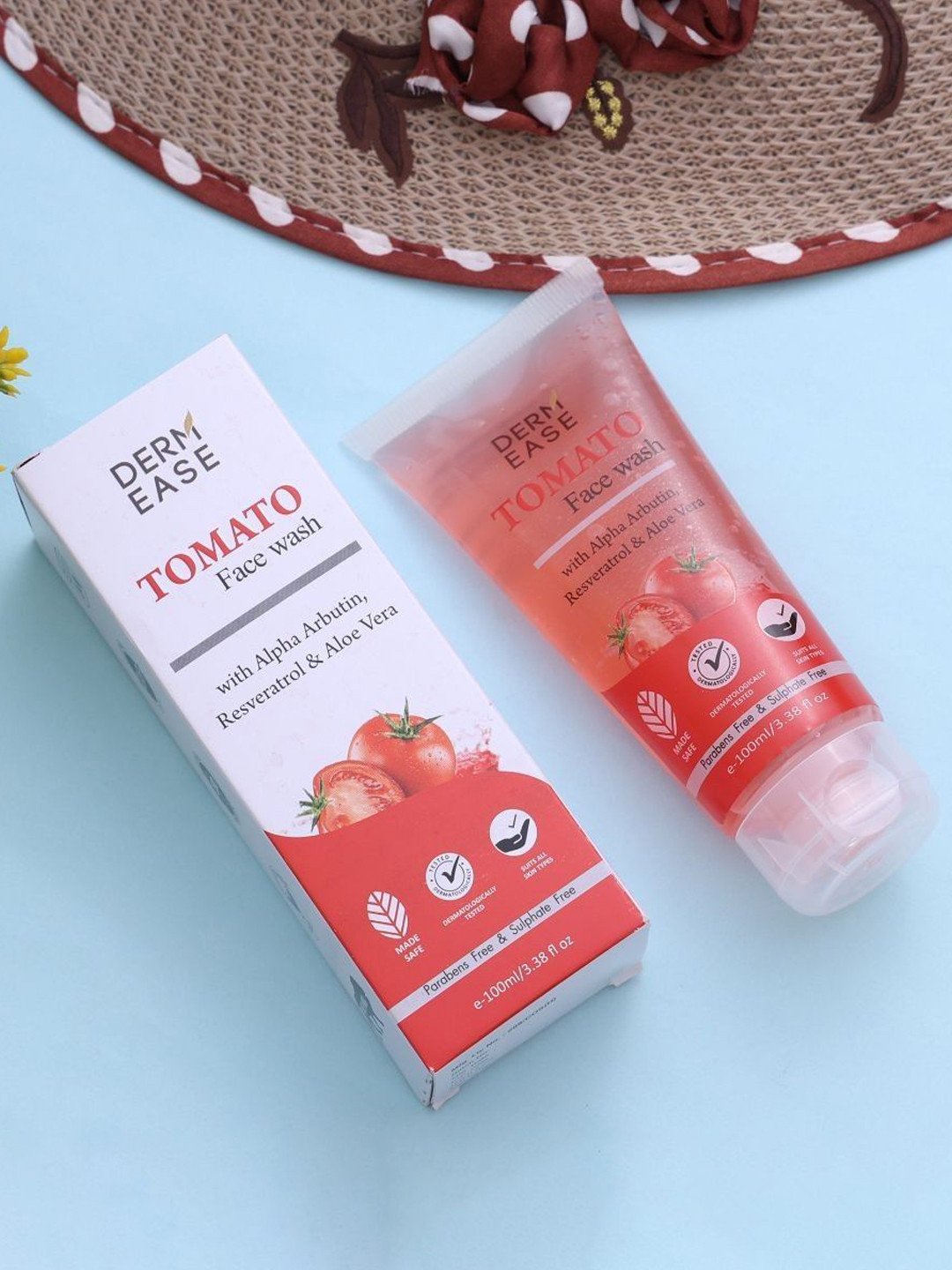 DERMEASE Tomato Face Wash With Alpha Arbutin, Resveratrol & Aloe Vera- 100 ml