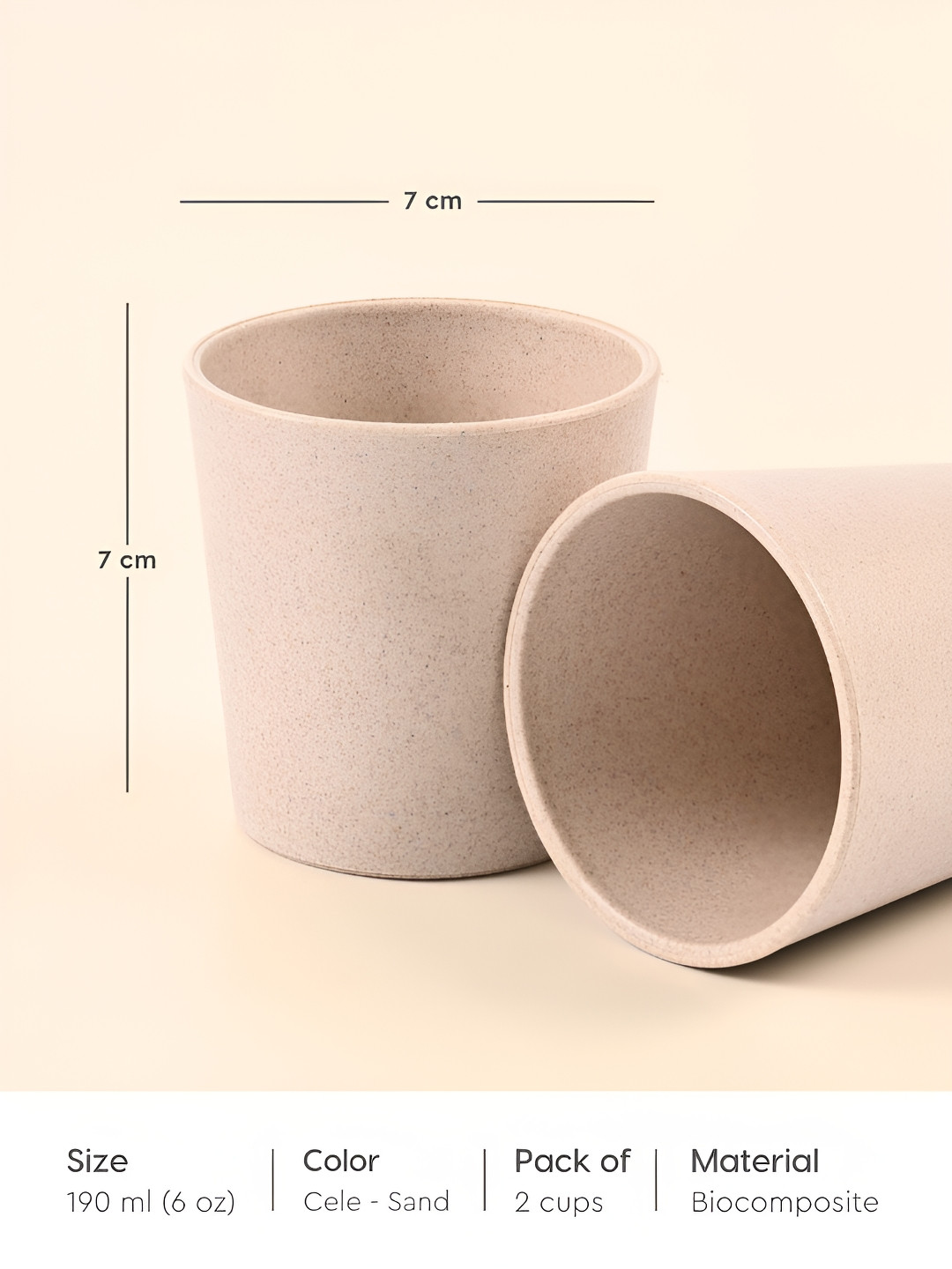 eha Set Of 2 Sand Color Water Glass