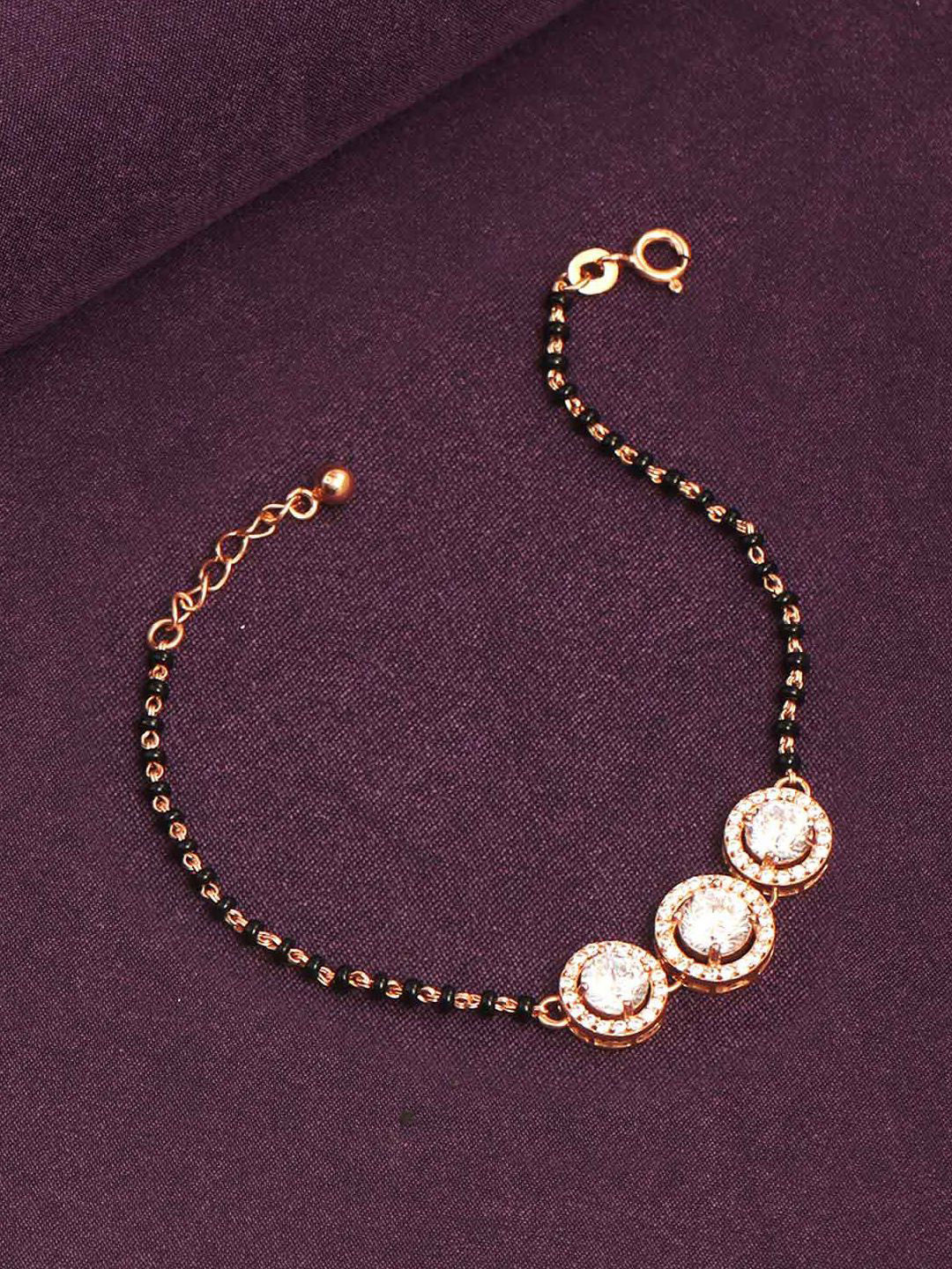 LeCalla 14K Rose Gold-Plated 925 Sterling Silver CZ Solitaire Crystal Mangalsutra